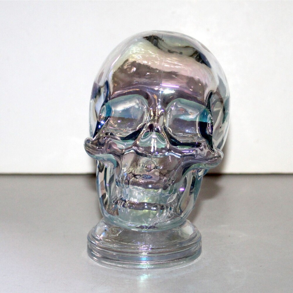 Glass Skull Iridescent clear 5.5” halloween house decor punk goth
